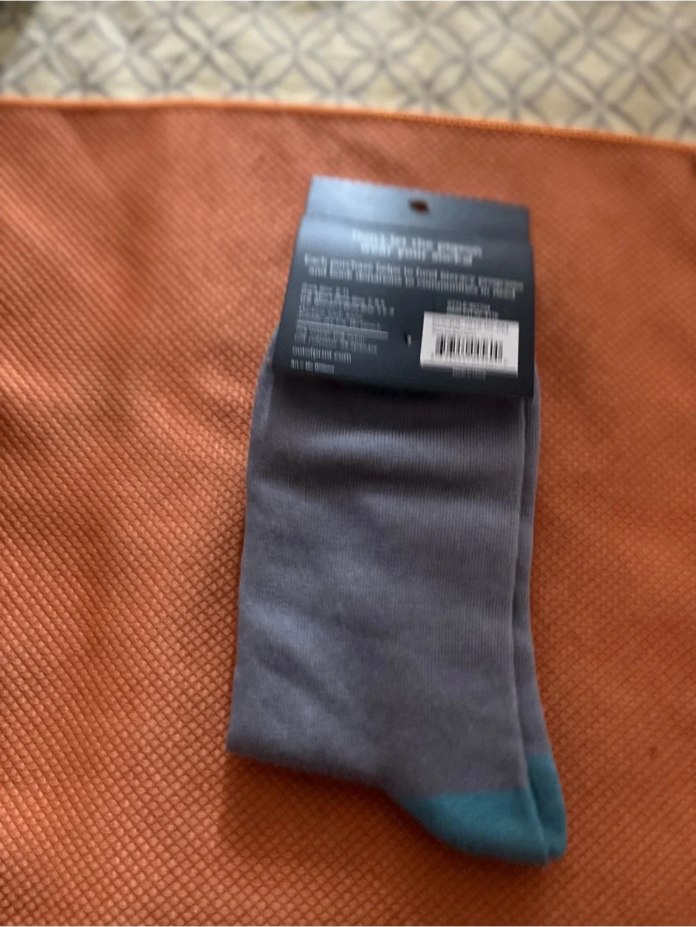 Out of Print Gray & Aqua Pigeon Crew Socks